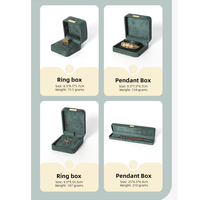 Fabrikverkauf Grünes Samt-Schmuckbox-Set für Halskette, Armband, Ohrringe, Ring, Maßgefertigte Celadon-Samtbox mit Geprägtem Logo
