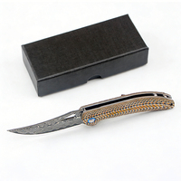 Couteau de poche pliant à roulement à billes avec lame en damas VG10, manche antidérapant G10, couteau EDC de poche