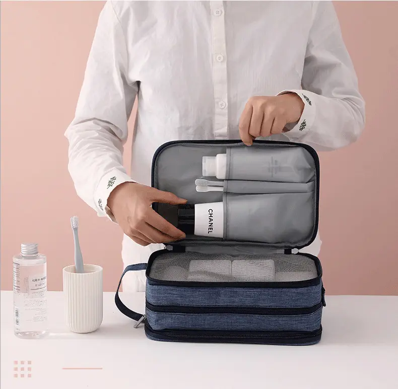 Borsa per il trucco da viaggio impermeabile Organizer per la cura della pelle borsa per cosmetici scatola per imballaggio in carta borsa da toilette da viaggio pieghevole