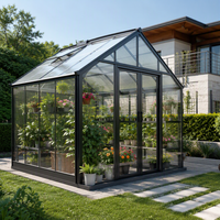 Serre de jardin extérieure en alliage d'aluminium avec structure robuste et panneaux en polycarbonate, résistante aux intempéries, véranda accessible, maison de jardin
