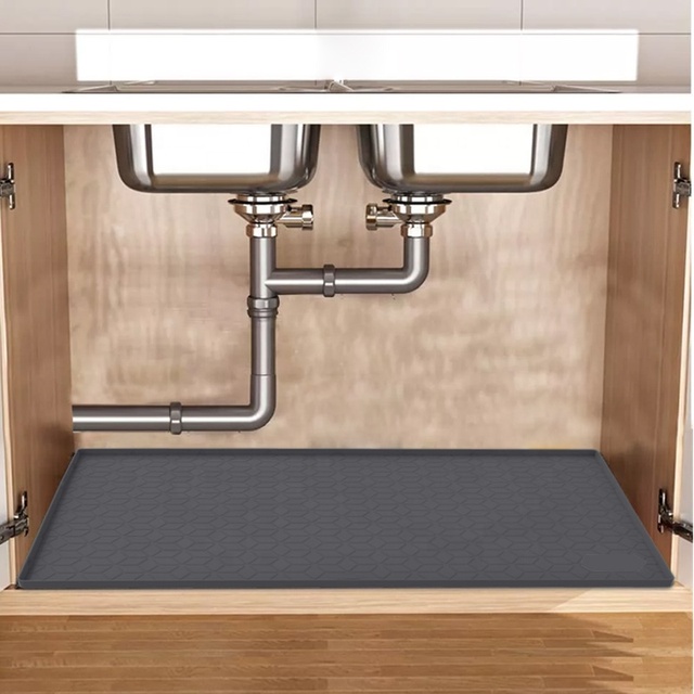 2025 New Kitchen Silicone Sink Mat Custom Waterproof Hole Anti-slip Silicone Kitchen Cabinet Protector Mat Under Mat