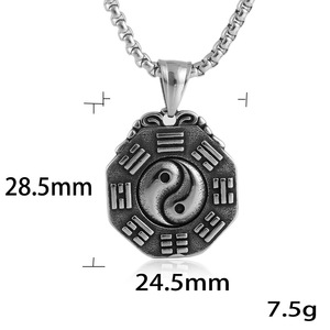 Pendentif Tai Chi en acier inoxydable, design géométrique Yin Yang, collier unisexe - Product Image 4