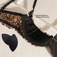 Ensemble de lingerie sexy imprimé léopard à col halter pour femme, soutien-gorge push-up rembourré, design trois pièces, demi-bonnet, polyester/coton, sans entrejambe