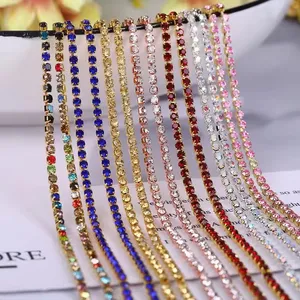 Siêu Chi Phí Hiệu Quả Bạc Cơ Sở May Pha Lê Vòng Đá 2Mm-4Mm Rhinestone Chuỗi Với Trang Trí Nghệ Thuật Cho Tự Làm