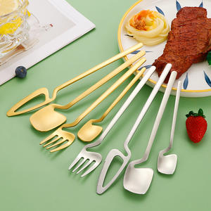 تخفيضات كبيرة على طقم أدوات مائدة من الفولاذ المقاوم للصدأ سكين أواني مائدة غربية مبتكرة طقم أدوات مائدة معلقة ذهبية للحفلات - Product Image 3