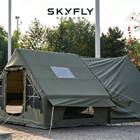 Tentes pneumatiques de camping en plein air, imperméables, portables, de luxe, pour famille, 6+6 personnes, en coton TC, double porte, avec fenêtre de toit, montage rapide et automatique