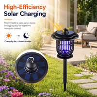 Piège à moustiques solaire ABS 3-en-1 pour extérieur, anti-insectes étanche à UV, grille électrique haute tension 3000V