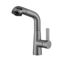 Robinet de lavabo extractible à levage, en cuivre chromé, rotation à 360°, monotrou, pour vasque de salle de bain