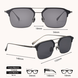 Lunettes de soleil carrées audacieuses à double pont en titane, unisexes, polarisées, protection UV400, verres en nylon pour hommes et femmes, trajets urbains - Product Image 4
