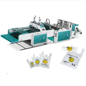 Hoge Snelheid (200-400 Pcs/Min) Automatische Vier Lijnen Plastic Boodschappentas T-Shirt Tas Maken Machine