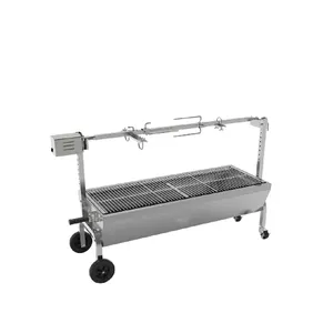 2024 best selling high quality bbq grill Large Stainless Steel Spit Roaster Charcoal and gas rotisserie BBQ Grill with Motor