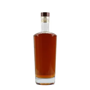 重型豪华玻璃瓶750毫升酒瓶透明朗姆酒杜松子白兰地伏特加软木塞威士忌