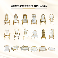Fauteuil Trône Classique Tufté avec Cadre Doré et Revêtement en Cuir Blanc pour Mariage, Événements, Mobilier de Maison et Salon