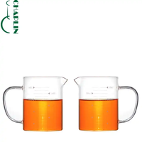 Verre gradué transparent de laboratoire 350ml 500ml 1000ml avec poignée et couvercle en bambou