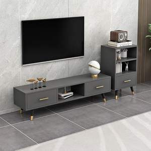 Mueble de TV moderno minimalista, soporte de TV para apartamento pequeño de estilo escandinavo con cajón y estante, muebles ligeros de lujo - Product Image 3