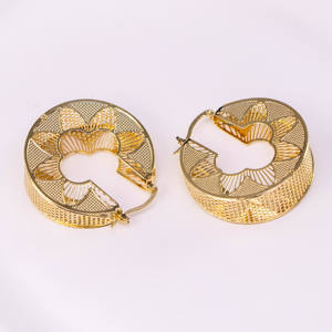 Jewelry Alloy Copper <b>Hoop</b> <b>Large</b> Style Punk <b>Earrings</b> Gold Color Hollow for Women High Quality Anniversary Gift - Product Image 6