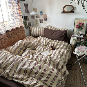 Tối Giản Hoa Mô Hình Tinh Khiết Bông Bộ Đồ Giường Thiết Lập Dệt Bedsheet <span class=keywords><strong>Comforter</strong></span> Bìa Bộ Đồ Giường Thiết Lập Thân Thiện Với Môi Tất Cả Các Mùa 4 Mảnh - Product Image 1