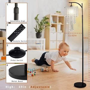 <span class=keywords><strong>Lampe</strong></span> sur pied moderne de luxe en cristal K9 avec abat-jour en forme de gouttes de pluie à plusieurs niveaux pour salon, chambre à coucher, hôtel - Product Image 4