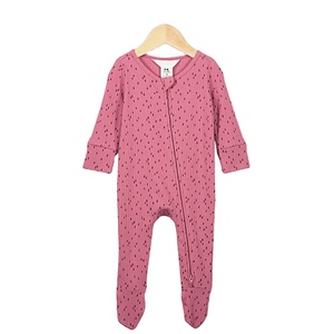 Barboteuse pour bébé en bambou biologique avec <span class=keywords><strong>fermeture</strong></span> à glissière bidirectionnelle personnalisée pour bébé Combinaison pour nouveau-né avec <span class=keywords><strong>fermeture</strong></span> à glissière durable - Product Image 1