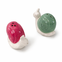 Ensemble salière et poivrière en céramique en forme d'escargot, distributeur d'épices animalier, écologique, anti-fuite, rose et vert, décoration de table de cuisine, compatible micro-ondes