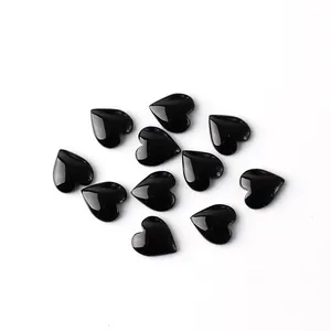 Wholesale High Quality Agate Heart Shaped Cut Cabochon polishing Smooth bright gemstones Loose Black Onyx For Earring jewelry