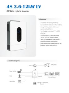 TIMELEC Onduleur hybride hors réseau 48V 3,6-12kW à onde sinusoïdale pure monophasé avec sortie AC 120V/240V et écran LCD - Product Image 2
