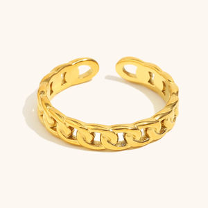 Dingran Aanslag Gratis Sieraden Accessoires Minimalistische Kettingopening Ringen 18K Verguld Roestvrij Staal Miami Cubaanse Ketting <span class=keywords><strong>Ring</strong></span> - Product Image 3