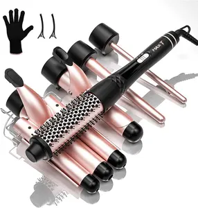 Curling Iron Set 5 In 1 Curling Iron With 3 Barrels And Multifunctional Curling Brush