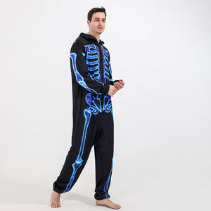 Ropa de descanso Pijamas de vacaciones <span class=keywords><strong>Esqueleto</strong></span> Halloween Impreso Con capucha Fiesta de Halloween Ropa de dormir para la familia - Product Image 3