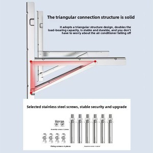 Support pour unité extérieure de <span class=keywords><strong>climatiseur</strong></span> électrique - Acier inoxydable sans peinture, finition brillante, cadre épaissi à trois pieds, durable pour la maison - Product Image 5