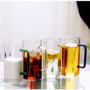 New Arrival cao thủy tinh Borosilicate 400ml thân thiện với môi chịu nhiệt hình vuông cốc sữa với màu sắc tùy chỉnh xử lý - Product Image 3