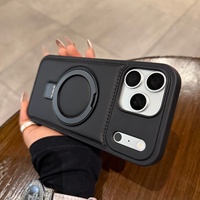 Étui de téléphone pour iPhone 18 Pro Max, étui de téléphone portable en cuir artificiel, support de bague, finition mate, coque de protection
