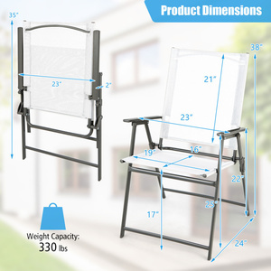 DB Set of 4 Rustproof <b>Metal</b> Frame Patio <b>Folding</b> <b>Chairs</b> Durable and Stylish Outdoor <b>Chair</b> Set - Product Image 4