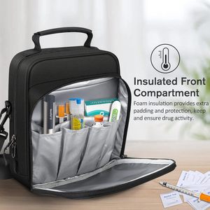 Borsa Organizer con Tracolla e Chiusura a Cerniera, Custodia Termica per Insulina ed EpiPen, Borsa da Viaggio Isolata per Forniture Diabete e <span class=keywords><strong>Asma</strong></span> - Product Image 2