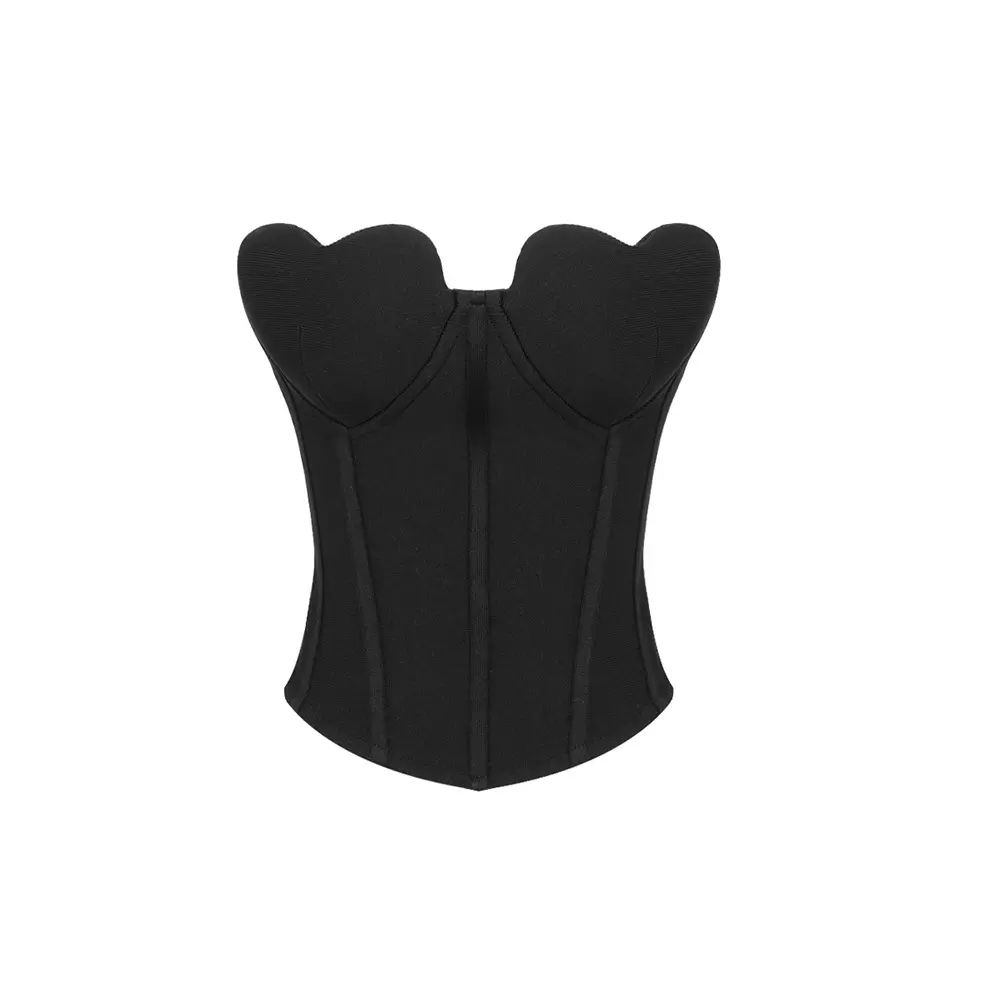 New dropshipping high quality hot fashion and sexy club black sleeveless peach heart tight corset top for women