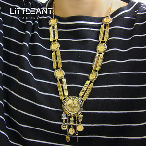 Dubai classico oro 24K placcato rotondo Lira gioielli con disegno scavato collana lunga per <span class=keywords><strong>la</strong></span> signora - Product Image 2