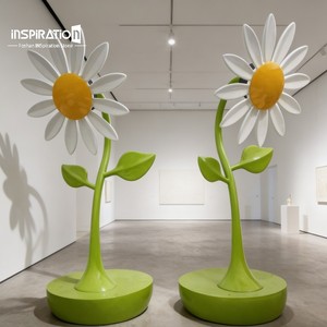 Sculpture de pétales personnalisée en fibre de verre pour la promotion de marque, sculpture abstraite de <span class=keywords><strong>couloir</strong></span> en fibre de verre, art floral en fibre de verre finition mate - Product Image 6