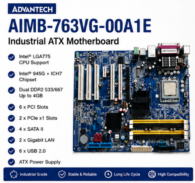 For Advantech AIMB-763VG-00A1E ATX Industrial Motherboard LGA775 Intel 945G Chipset 5 PCI Slots Single