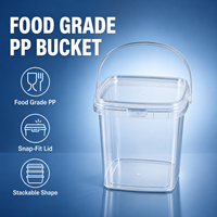 Ember Plastik Persegi PP Food Grade 500-4000ml dengan Tutup untuk Bir, Ramah Lingkungan, Kedap Udara, Warna & Logo Dapat Disesuaikan, Grosir