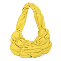 Sac à main pour femme en PU souple, froncé et matelassé effet bulle, style hobo demi-lune à fermeture éclair, pour porté épaule, vente en gros, liquidation, faible MOQ, expédition rapide
