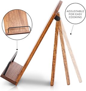 Support de livre de <span class=keywords><strong>cuisine</strong></span> en bois réglable et portable pour le bureau de <span class=keywords><strong>cuisine</strong></span>, support de livre de recettes en bois - Product Image 5