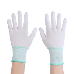 Leichte Arbeit 13G weiß Nylon gestrickte Handschuhe für elektronische Arbeit Verpackung Reißen Handsicherheitshandschuhe