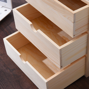 Three Drawer Wooden Desk Organizer Storage Cabinet Office Supply <b>Box</b> With Calculator Holder Simple Design For Home Office Use - Product Image 4