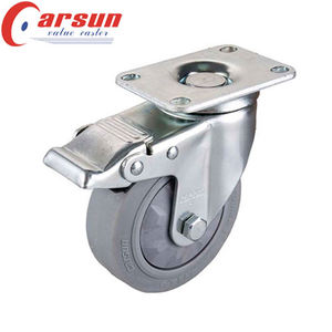 Roulettes de chariot de salle à manger en acier rouge de 3/4/5 pouces avec frein, roulement à billes pivotant et protections filetées, capacité de charge de 136 kg - Product Image 4