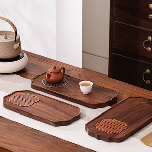 Walnut Wood <b>Tea</b> <b>Tray</b> With Drainage Hole For Dry Brewing Simple Style Eco Friendly - Product Image 3