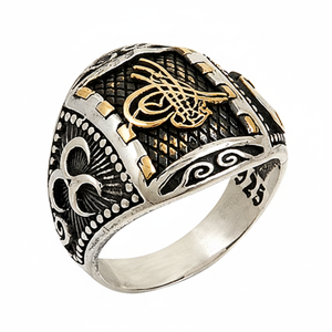 Bague tougra pour hommes, en argent Sterling 925K, tricot tricot - Product Image 2