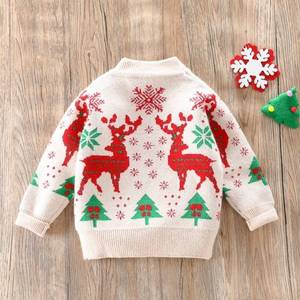 Vêtements d'hiver personnalisés pour bébé garçon, pulls en coton biologique jacquard de Noël surdimensionnés, sweat-shirt pour tout-petit pour le Nouvel An - Product Image 2
