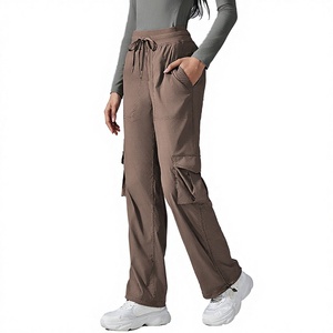 New High Waist Elastic Waist Casual Sports Cargo Pants Girls Spring Waterproof Breathable Anti-Pilling Full Length Women's <b>Fitne</b> - Product Image 3