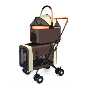 हल्के समायोज्य 4-पहिया फोल्डेबल टिकाऊ कार्बन स्टील वाटरप्रूफ धोने योग्य पालतू ट्रॉली डबल लेयर कुत्ते बड़े - Product Image 1