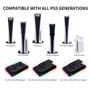 Support de charge et de refroidissement multifonctionnel GAMINJA pour consoles P5 <span class=keywords><strong>Slim</strong></span>/Pro, station d'accueil numérique pour lecteur optique, communication filaire, ABS - Product Image 3